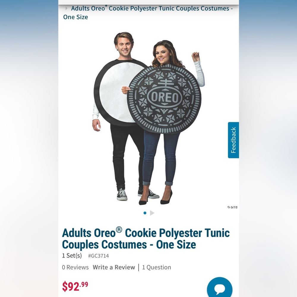 Couples Oreo Cookie Costume Set